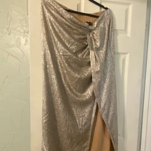 Eloquii Silver Metallic Twist Skirt